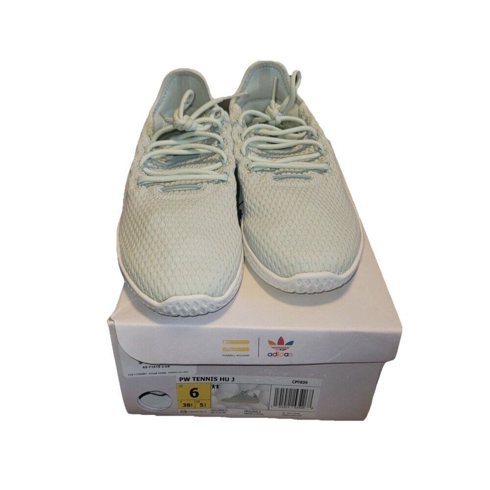 Pharrell X Adidas Tennis Hu Athletic Green Fabric Lightweight Women 6 Sneakers